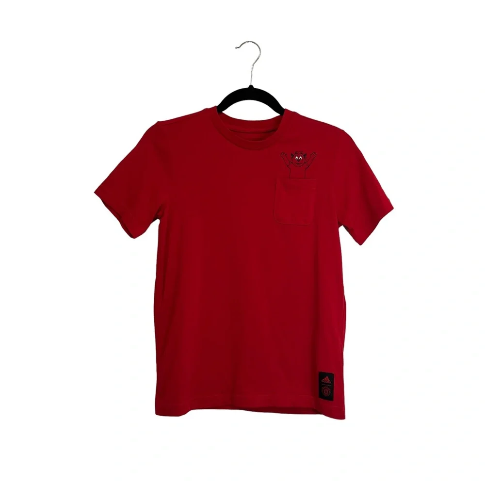 Adidas Manchester United Soccer Football Fred the Red Pocket Tee Boy Youth 11-12